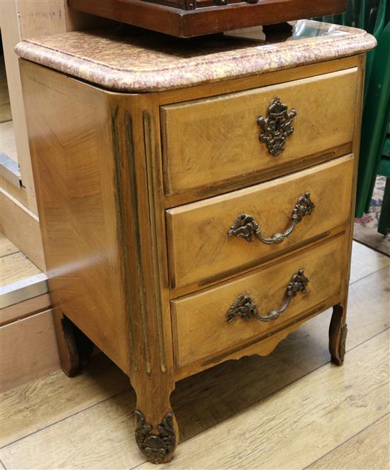 A French marble top petit commode W.55cm